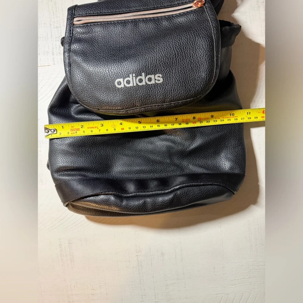 Adidas Black faux‎ Leather Drawstring Backpack
